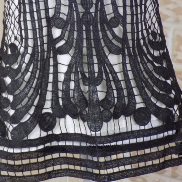 Express Black Metallic Glitter Crochet Lace Layered Tank Top - Picture 5 of 12